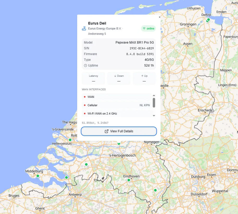 RIAN monitoringportaal met kaart van Nederland en live status per locatie