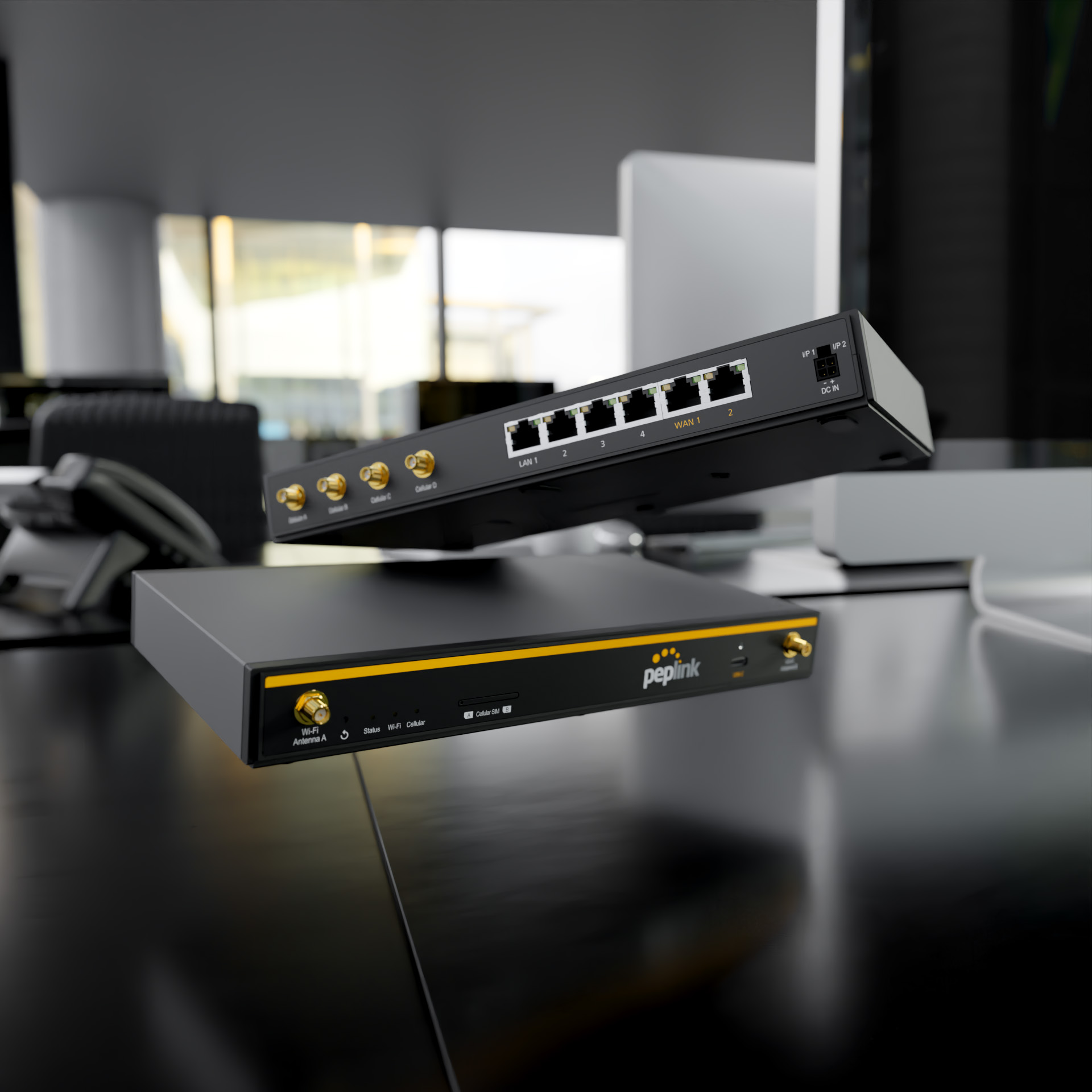Zakelijke 5G-router van Peplink voor een kantooraansluiting